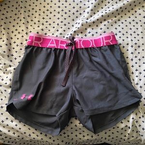 Grey and Pink Under Armor Shorts